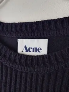 Acne ネイビー リブ編み長袖セーター　キズありのサムネイル