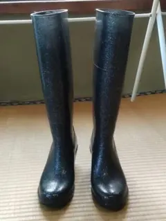 NUOVO レインシューズ Mサイズ ブラック（ラメ入り）