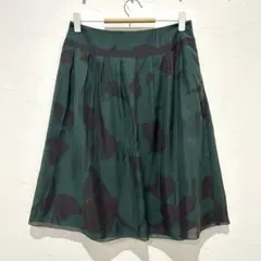 INDIVI インディヴィ 総柄 フレアスカート 40 L ダークグリーンのサムネイル