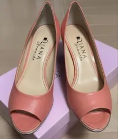 新品　DIANA Romache オープントゥパンプス コーラルピンク 23cmのサムネイル