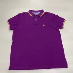 POLO 紫色ポロシャツ 襟ストライプ付き