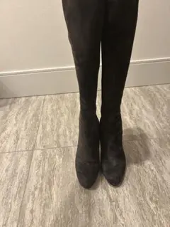 ルブタンダークブラウンスエード ロングブーツ 35