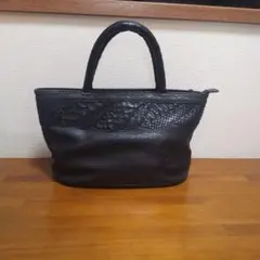 美品 IBIZA レザー パッチワーク パイソン ハンドバッグ カーキ h429