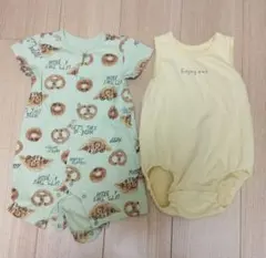 ロンパースセット 80cm ミントグリーン・イエロー