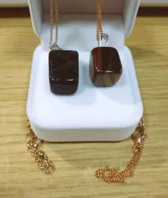 【天然石】ブラックオニキスペンダント＆タイガーアイペンダント♡セット