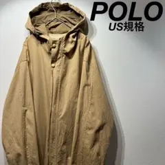 【US規格】希少 POLO 胸ロゴ刺繍 ジップパーカー ブルゾン ベージュ L