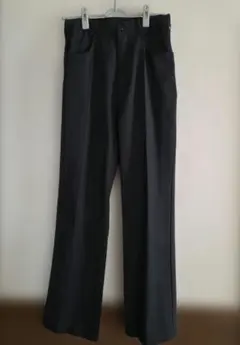 WEGO　パンツ　イージーケアセミフレアスラックス　ブラック　ストレート　M