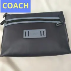 COACH コーチ クラッチバッグ セカンドバッグ ネイビー×ライトブルーレザー