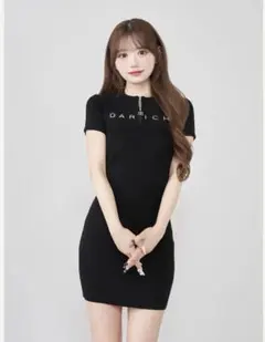 【アオミドロ様専用】Darich ハーフジップリブニットミニワンピース