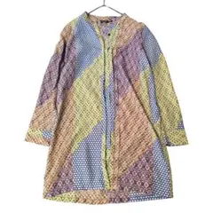 希少　ケイトスペード　シルクシャツワンピース　チュニック　総柄　カラフル