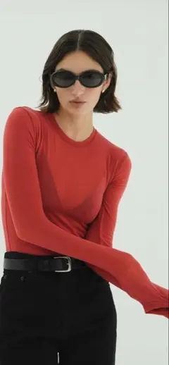 【美品】CLANE クラネCOMFORTABLE CREWTOPSレッド1のサムネイル