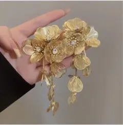 ピアス パール 結婚式 フラワー ウェディング ゴールド ブライダル 大ぶり