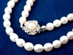 美品 パールネックレス 淡水 シルバークラスプ43cm 5.5㎜