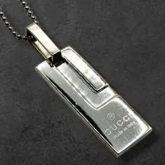 美品✨GUCCI、ロングバープレートシルバー925レディースネックレス_546