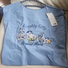 D.KELLY 刺繍トートバッグ(M) 水色 猫刺繍