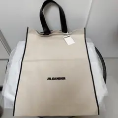 美品 JIL SANDER ブックトート キャンバス ロゴ 黒のサムネイル