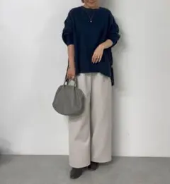 今季新品　ビアズリー　リップルダンボール　ウェストリブパンツ　２L　灰グレージュ