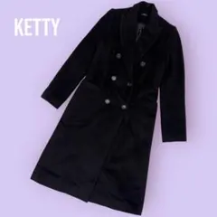 KELLY ブラック ダブルブレスト ロングコート