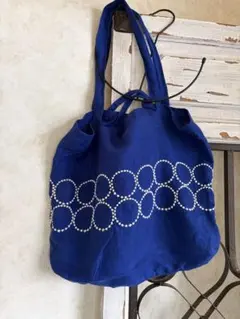 minä perhonen 青 リネン トートバッグ　タンバリン