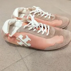 TORY BURCH　トリーバーチ　ピンク レザー スエード スニーカー