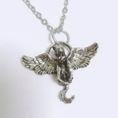 ｜シルバーネックレス｜猫 × 天使｜