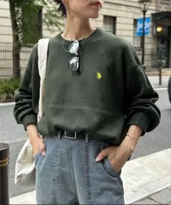 U.S. POLO ASSN. クルーネックニット CPCM グリーン M