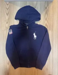 ポロラルフローレン ビッグポニー 刺繍 ジップパーカー 星条旗 ． ネイビーY2