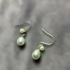 真珠 ドロップ型ピアス ホワイト