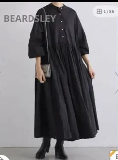 未使用タグ＊BEARDSLEY リーフ プリント ギャザー ワンピース - メルカリ