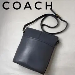【希少】COACH◆ショルダーバッグ オールドコーチ レザー グレー ネイビーのサムネイル