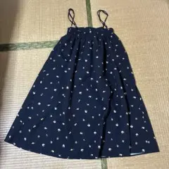 ネイビー 花柄 キャミワンピース
