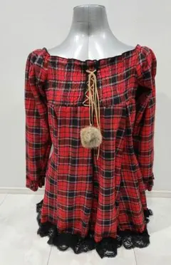 y2k 姫系 姫ギャル フェアリーグランジ チェック レース ワンピ