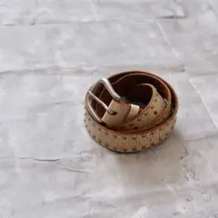 00s スタッズ レザーベルト 本革 ナチュラル 31㎜ 古着 パンク アメカジ