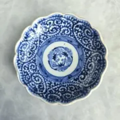 古伊万里　染付　蛸唐草　小皿　豆皿　江戸時代　骨董　金継ぎ　アンティーク