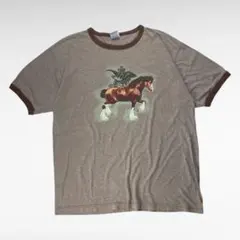 【90s】 L.A.T Sport ホース　馬　半袖リンガーTシャツ　アニマル