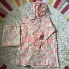 キッズ用ピンクドロップ模様レインコート　120サイズ
