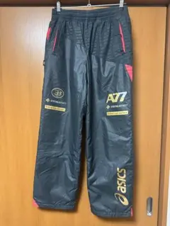 asics アシックス A77 中綿 スポーツ用パンツ ブラックレッド メンズL