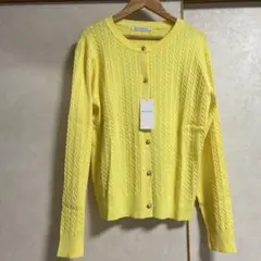 CROCODILE COOL ケーブル編みカーディガン イエロー Lのサムネイル