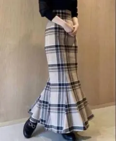 SNIDEL スナイデル ハイウエストタイトヘムフレアチェックスカート 0サイズ