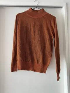 オレンジ系 タートルネックニット 長袖 M vintage ヴィンテージ