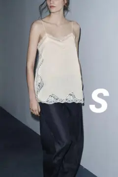 正規品 ZARA レーストリムキャミソールトップス S ブラック 富岡佳子 正規品 ZARA レーストリムキャミソールトップス S ブラック 富岡佳子