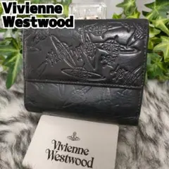 Vivienne Westwood 三つ折り財布 ブラック 総柄 レザー がま口