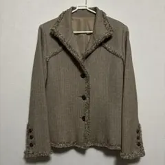 noa-ge ジャケット　ヘリンボーン　ラメ入り フリンジ