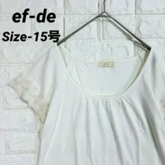 美品 エフデ ef-de 袖・裾刺繍カットソー 白 15号大きいサイズ ゆったりのサムネイル