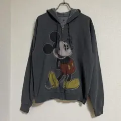Hanes製　Disneyland ミッキープリント　ジップアップ　パーカー