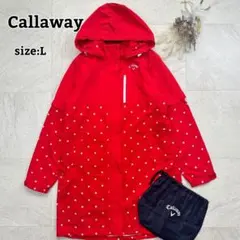 【キャロウェイ】4way レインコート ワンピース ドット柄 ゴルフ L 赤