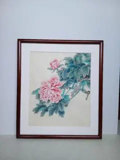 日本画　　花　牡丹　額装 額71cm×65ｃｍ 　美術品　深谷  2252 日本画 花 牡丹 額装 額71cm×65cm 美術品 深谷 2252 - メルカリ