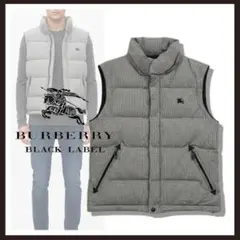 訳有 中古 バーバリーブラックレーベル ダウンベスト ホワイトグース グレーM