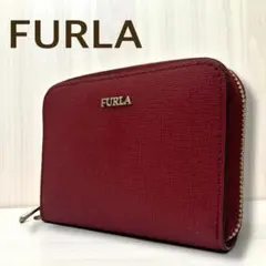 【極美品】フルラ コインケース 本革 レッド サフィアーノレザー カード付き