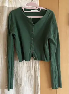 グリーン クロップドカーディガン サイズF